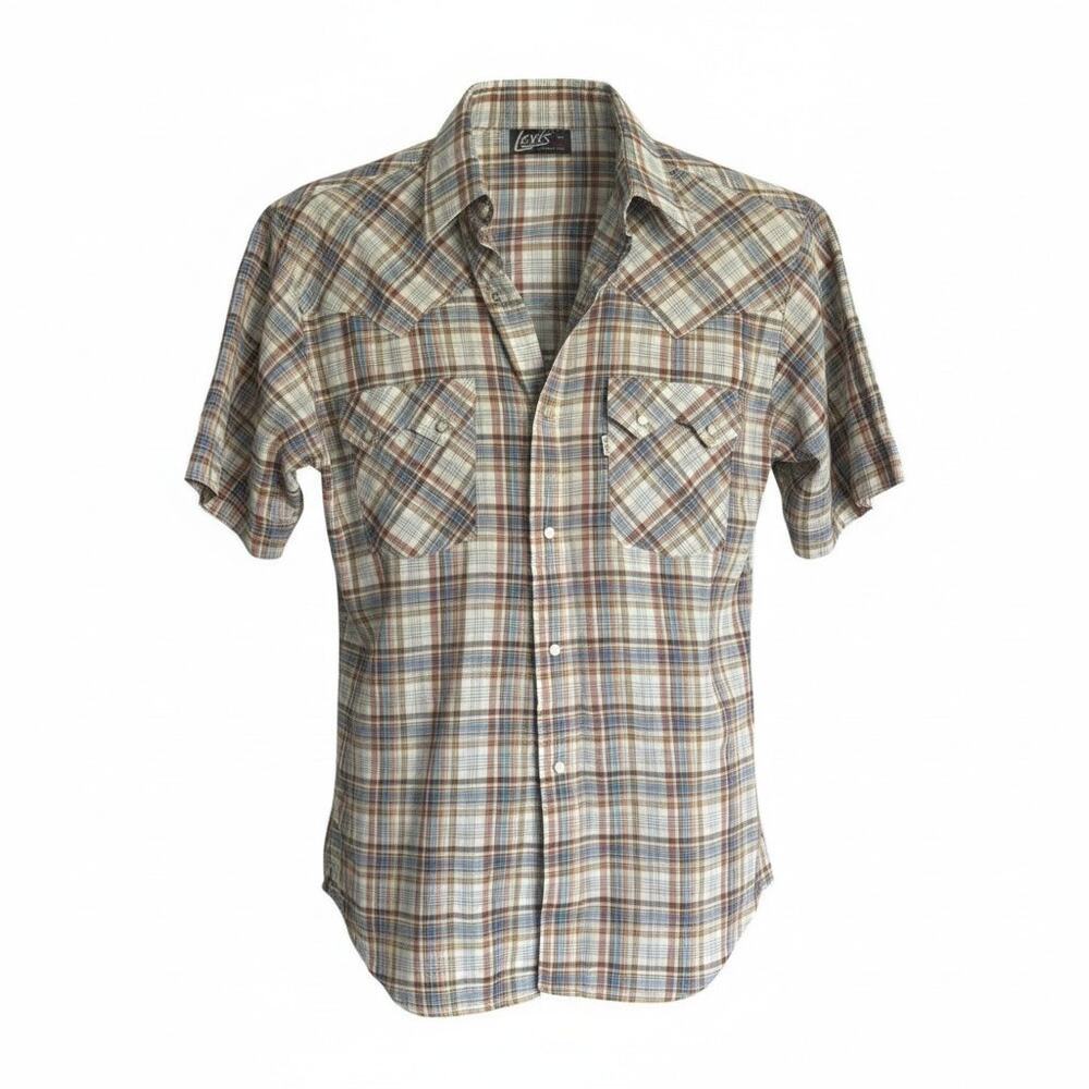 Levi’s Plaid Western Shirt M Tapered Fit Vintage Inspired Casual - Picture 2 of 5